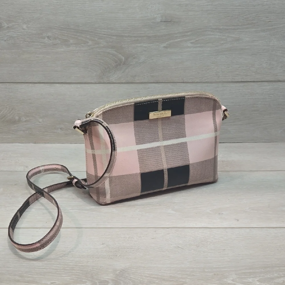 Katw Spade NY Women Pink Plaid Crossbody Bag